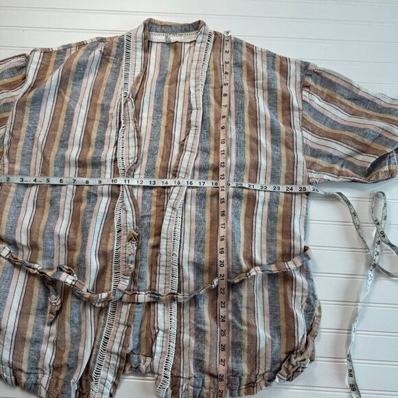 Free People intimately rainbow stripe robe with belt medium weight size XS A2 - Picture 2 of 6